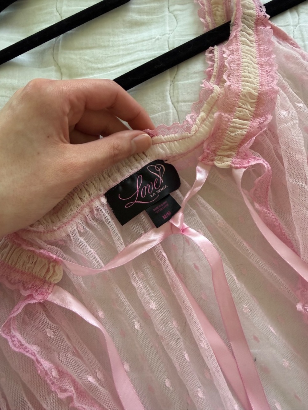 La SENZA pink ruffled polka-dot lace lingerie slip - Picture 9 of 9